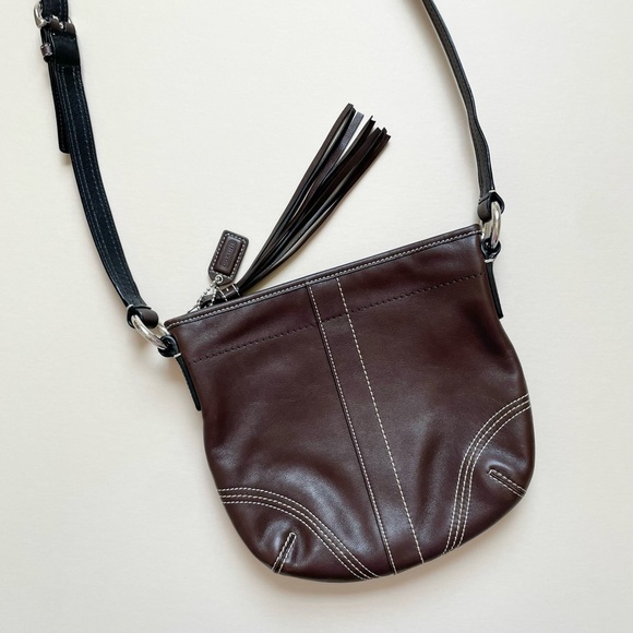Coach Handbags - SOLD Coach Brown Leather Crossbody Tassel Zip Purse